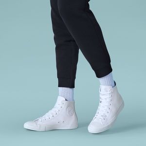 Converse White Leather High-Tops Mens Size 7.5 Womens Size 9.5
